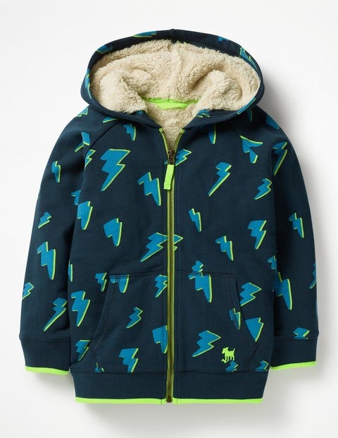 Raglan Shaggy Hoodie - School Navy Lightning Bolt Raglan Shaggy Hoodie - School Navy Lightning Bolt