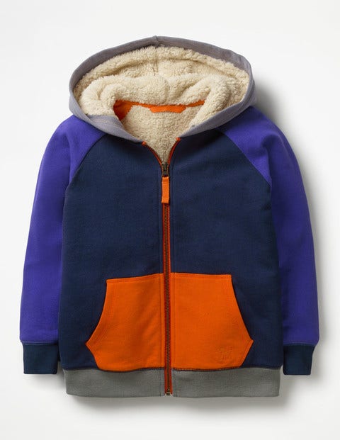 Sweat Raglan Douillet À Capuche - Colourblock bleu marine écolier Sweat Raglan Douillet À Capuche - Colourblock bleu marine écolier