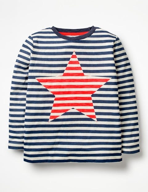 Gestreiftes Shirt Mit Symbol - Schuluniform-Navy/Ecru, Stern Gestreiftes Shirt Mit Symbol - Schuluniform-Navy/Ecru, Stern