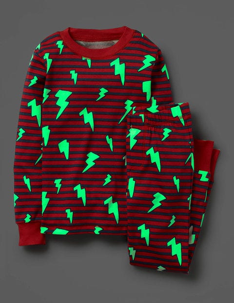 Glow-In-The-Dark Pajamas - Salsa Red Lightning Bolt Glow-In-The-Dark Pajamas - Salsa Red Lightning Bolt
