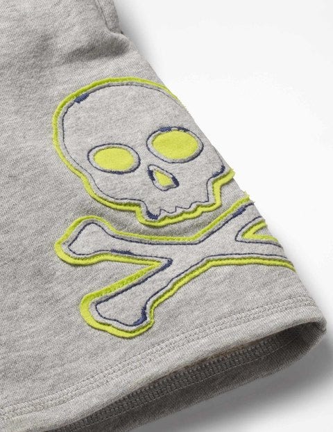 Appliqué Sweatshorts - Grey Marl Jaspé Skull Appliqué Sweatshorts - Grey Marl Jaspé Skull