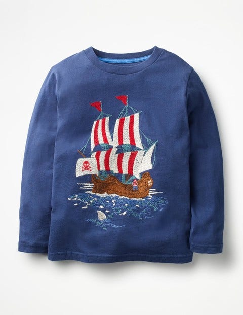 Pirate Superstitch T-Shirt - Beacon Blue Pirate Ship Pirate Superstitch T-Shirt - Beacon Blue Pirate Ship