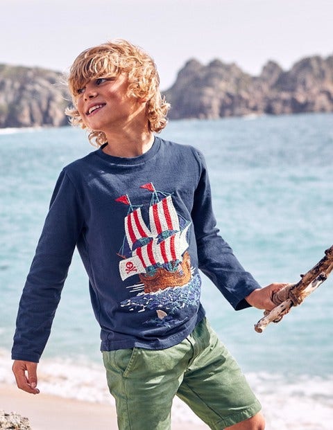 Pirate Superstitch T-Shirt - Beacon Blue Pirate Ship Pirate Superstitch T-Shirt - Beacon Blue Pirate Ship