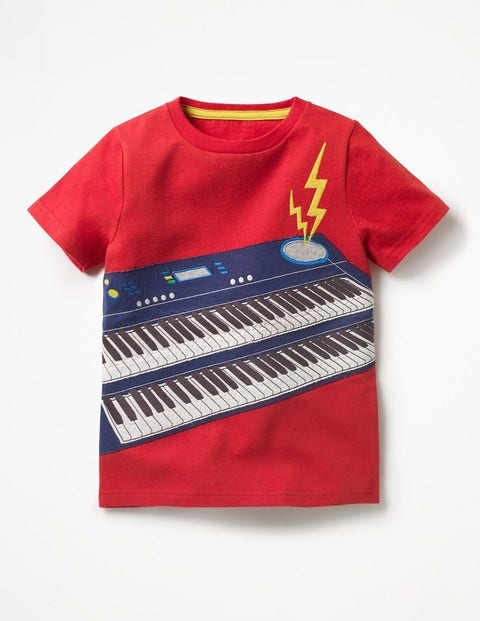 Rock Star Appliqué T-Shirt - Salsa Red Keyboard Rock Star Appliqué T-Shirt - Salsa Red Keyboard