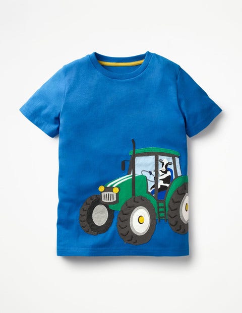 Vehicle Appliqué T-Shirt - Skipper Blue Tractor Vehicle Appliqué T-Shirt - Skipper Blue Tractor