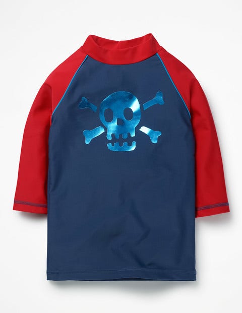 Badeshirt Mit Sonnenschutz Und Motiv - Meeresblau, Totenkopf Badeshirt Mit Sonnenschutz Und Motiv - Meeresblau, Totenkopf