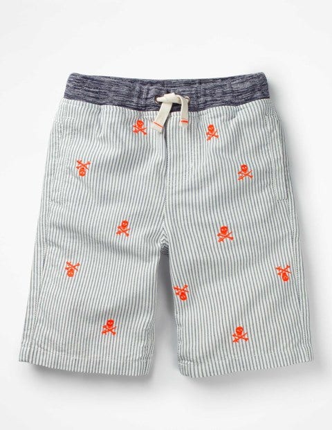 Rib Waist Shorts - Beacon Blue/Ecru Skulls Rib Waist Shorts - Beacon Blue/Ecru Skulls