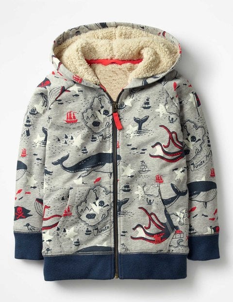 Raglan Shaggy Hoodie - Grey Marl Star Treasure Map Raglan Shaggy Hoodie - Grey Marl Star Treasure Map