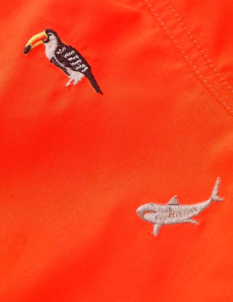Deep Sea Embroidered Trunks - Acid Orange Embroidery Deep Sea Embroidered Trunks - Acid Orange Embroidery