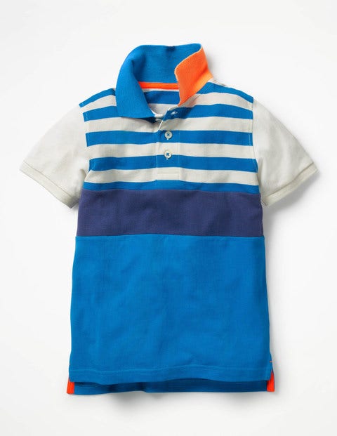 Colourblock Piqué Polo Shirt - Yogo Blue Colourblock Piqué Polo Shirt - Yogo Blue