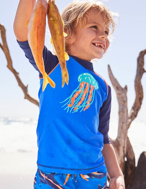 Logo Rash Guard - Pool Blue Jelly Fish Logo Rash Guard - Pool Blue Jelly Fish