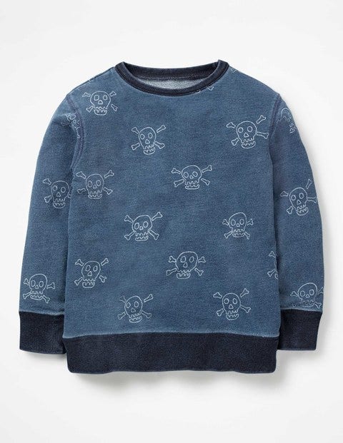 Castaway Sweatshirt - Mid Indigo Blue Skulls Castaway Sweatshirt - Mid Indigo Blue Skulls