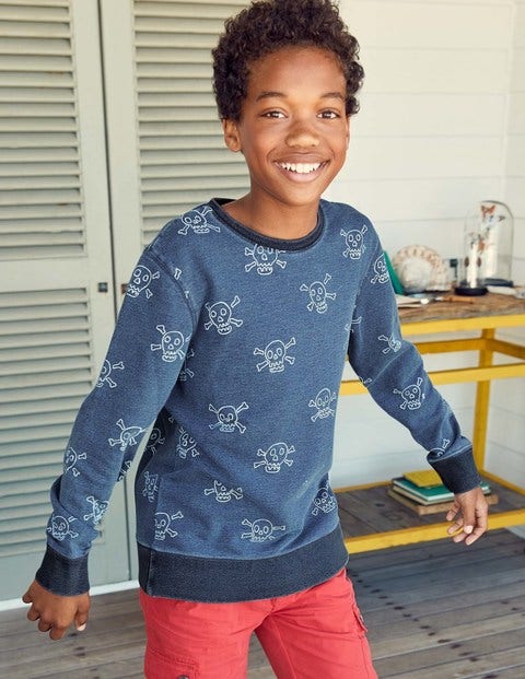 Castaway Sweatshirt - Mid Indigo Blue Skulls Castaway Sweatshirt - Mid Indigo Blue Skulls