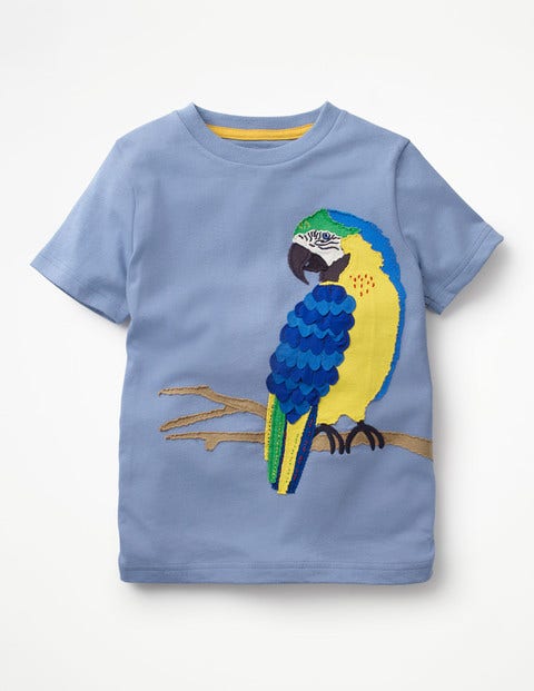 Animal Appliqué T-Shirt - Hook Blue Parrot Animal Appliqué T-Shirt - Hook Blue Parrot