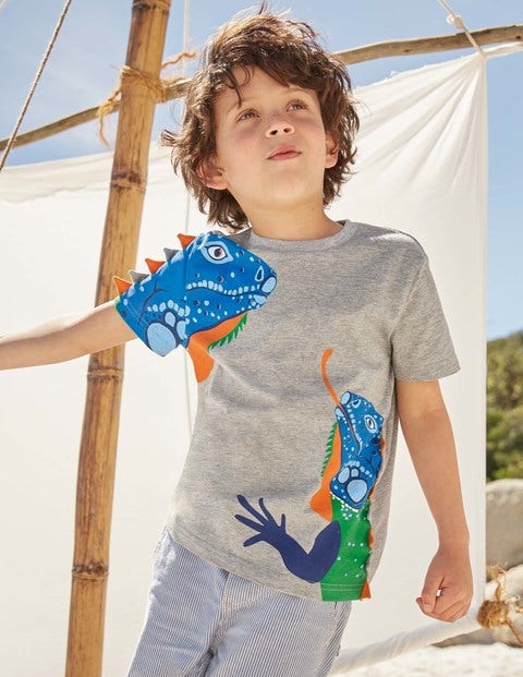 3D Animal T-Shirt - Grey Marl Iguanas 3D Animal T-Shirt - Grey Marl Iguanas