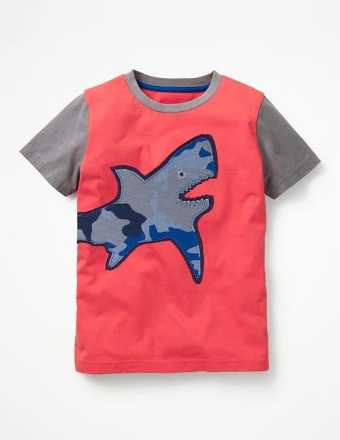 Patchwork Animal T-Shirt - Jam Red/Ecru Shark Patchwork Animal T-Shirt - Jam Red/Ecru Shark