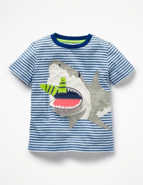 Novelty Summer T-Shirt - Orion Blue/Ecru Shark Novelty Summer T-Shirt - Orion Blue/Ecru Shark
