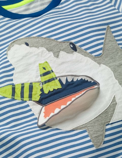 Novelty Summer T-Shirt - Orion Blue/Ecru Shark Novelty Summer T-Shirt - Orion Blue/Ecru Shark