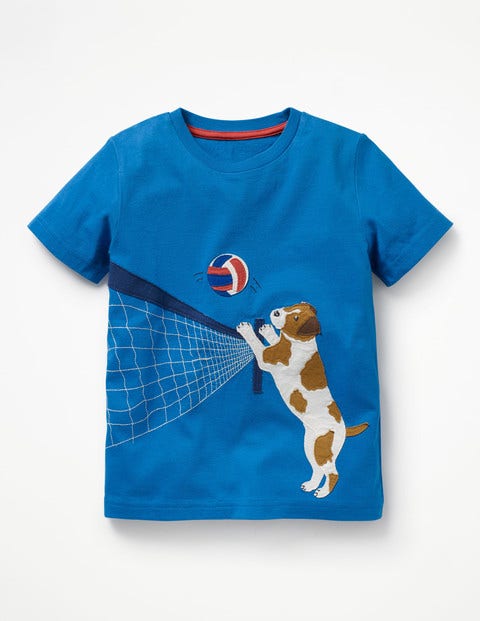 Beach Sports Appliqué T-Shirt - Yogo Blue Volleyball Beach Sports Appliqué T-Shirt - Yogo Blue Volleyball