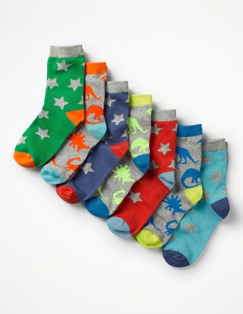 7 Pack Sock Box - Dinosaurs Multi 7 Pack Sock Box - Dinosaurs Multi