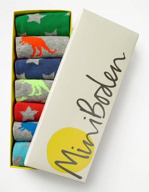 7 Pack Sock Box - Dinosaurs Multi 7 Pack Sock Box - Dinosaurs Multi