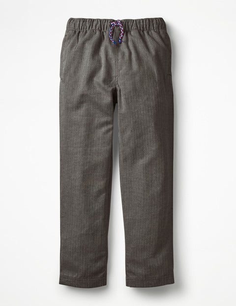 Smart Pull-On Trousers - Grey Herringbone Smart Pull-On Trousers - Grey Herringbone