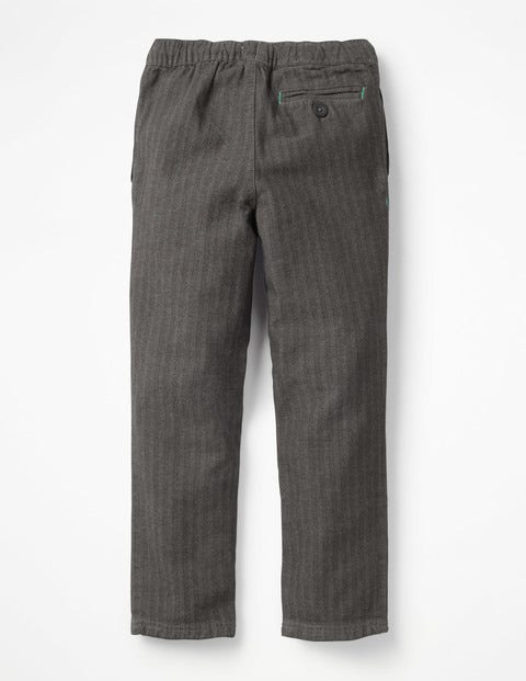 Smart Pull-On Trousers - Grey Herringbone Smart Pull-On Trousers - Grey Herringbone