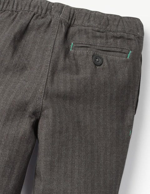 Smart Pull-On Trousers - Grey Herringbone Smart Pull-On Trousers - Grey Herringbone
