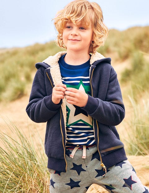 Borg-Lined Zip-Up Hoodie - School Navy Borg-Lined Zip-Up Hoodie - School Navy