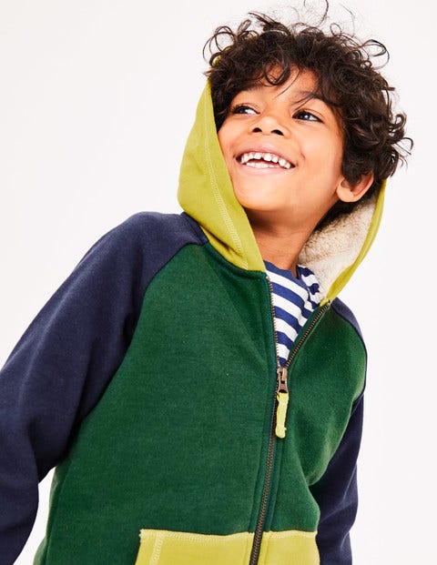 Raglan Shaggy Hoodie - Scots Pine Green Colourblock Raglan Shaggy Hoodie - Scots Pine Green Colourblock