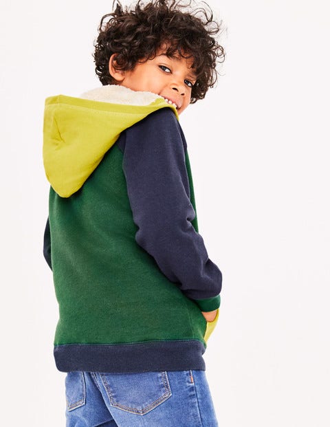 Raglan Shaggy Hoodie - Scots Pine Green Colourblock Raglan Shaggy Hoodie - Scots Pine Green Colourblock