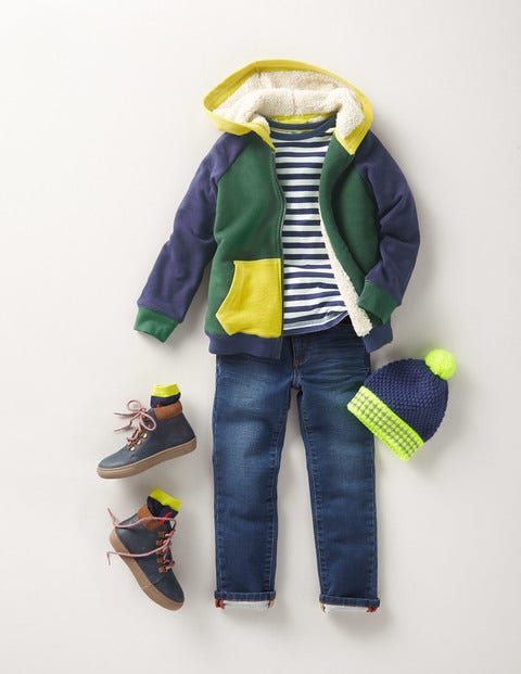 Raglan Shaggy Hoodie - Scots Pine Green Colourblock Raglan Shaggy Hoodie - Scots Pine Green Colourblock