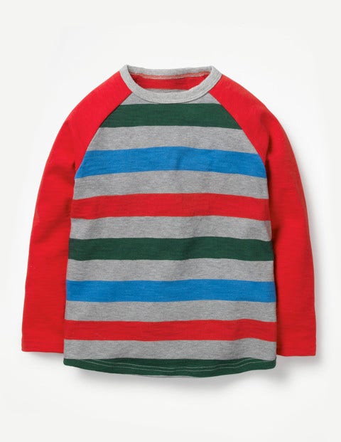 Raglan T-Shirt - Grey Marl/Post Box Red Raglan T-Shirt - Grey Marl/Post Box Red
