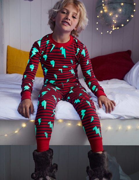 Glow-In-The-Dark Pajamas - Salsa Red Lightning Bolt Glow-In-The-Dark Pajamas - Salsa Red Lightning Bolt