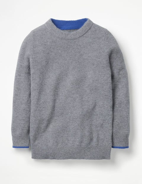 Kaschmirpullover Mit Rundhalsausschnitt - Grau Meliert Kaschmirpullover Mit Rundhalsausschnitt - Grau Meliert