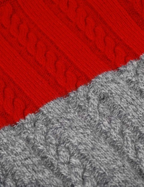 Colourblock Cable Crew Sweater - Flame Red/Grey Marl Colourblock Cable Crew Sweater - Flame Red/Grey Marl