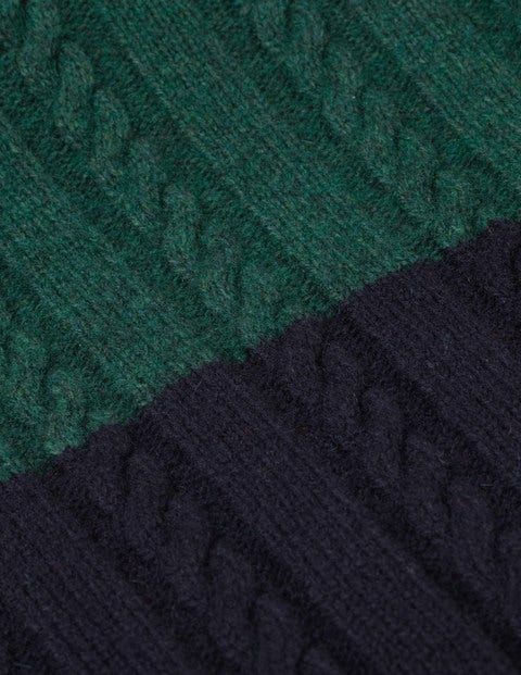 Colourblock Cable Crew Sweater - Pine Forest Green/School Navy Colourblock Cable Crew Sweater - Pine Forest Green/School Navy