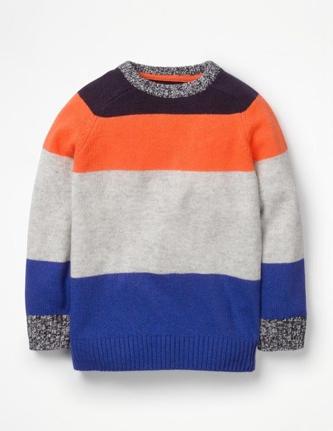 Stripy Raglan Crew Sweater - Navy/Acid Orange Colourblock Stripy Raglan Crew Sweater - Navy/Acid Orange Colourblock