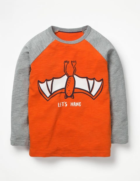 Halloween-Raglan-Oberteil - Clownfisch-Orange, Fledermaus Halloween-Raglan-Oberteil - Clownfisch-Orange, Fledermaus