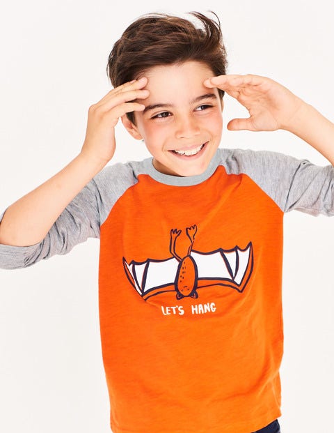 Halloween-Raglan-Oberteil - Clownfisch-Orange, Fledermaus Halloween-Raglan-Oberteil - Clownfisch-Orange, Fledermaus