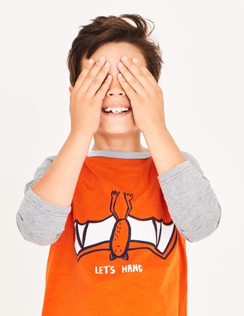 Halloween-Raglan-Oberteil - Clownfisch-Orange, Fledermaus Halloween-Raglan-Oberteil - Clownfisch-Orange, Fledermaus