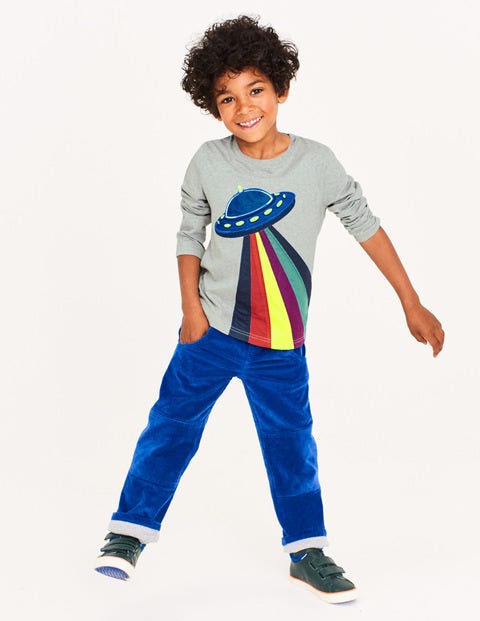 Space Appliqué T-Shirt - Grey Marl UFO Space Appliqué T-Shirt - Grey Marl UFO
