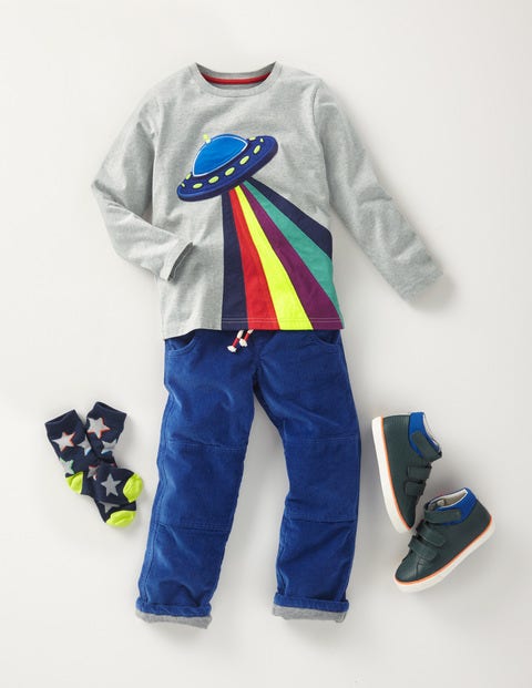 Space Appliqué T-Shirt - Grey Marl UFO Space Appliqué T-Shirt - Grey Marl UFO