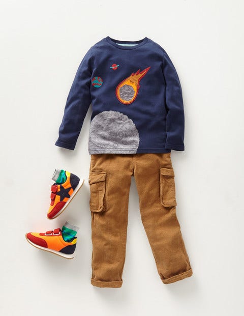 Space Appliqué T-Shirt - School Navy Asteroid Space Appliqué T-Shirt - School Navy Asteroid