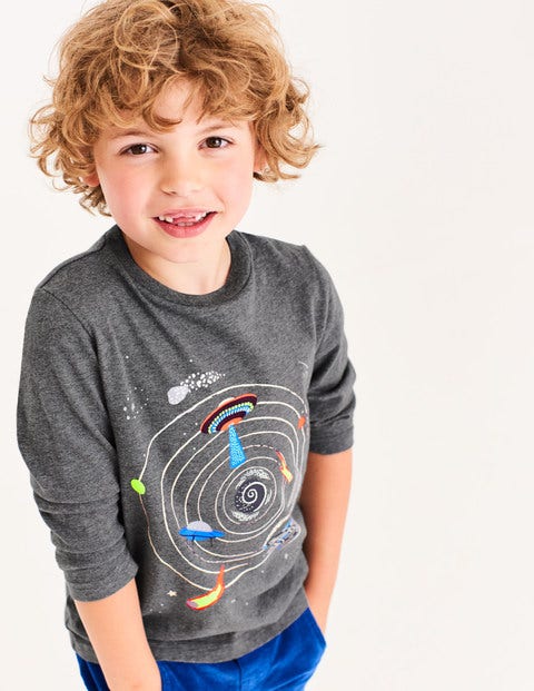 Glow-In-The-Dark Space T-Shirt - Charcoal Marl Outer Space Glow-In-The-Dark Space T-Shirt - Charcoal Marl Outer Space