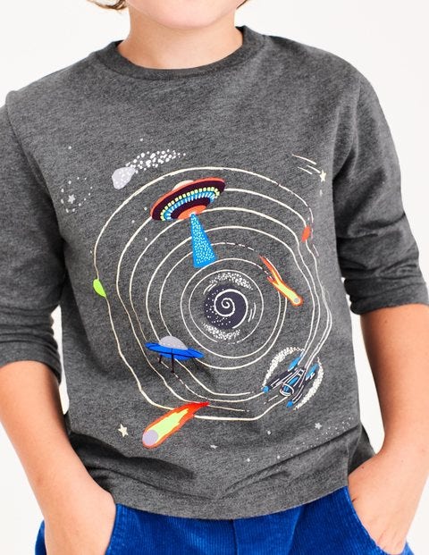 Glow-In-The-Dark Space T-Shirt - Charcoal Marl Outer Space Glow-In-The-Dark Space T-Shirt - Charcoal Marl Outer Space