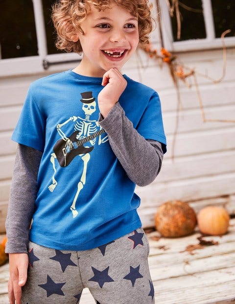 Glowing Halloween T-Shirt - Daphne Blue Skeleton Glowing Halloween T-Shirt - Daphne Blue Skeleton