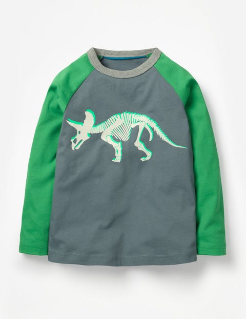 Printed Raglan T-Shirt - Cobble Grey Dino Skeleton Printed Raglan T-Shirt - Cobble Grey Dino Skeleton