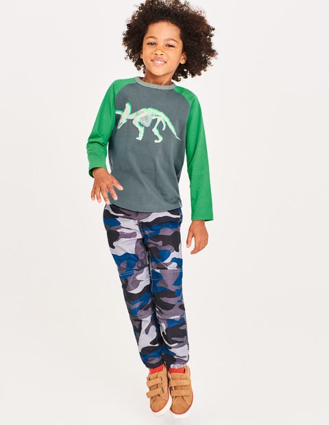 Printed Raglan T-Shirt - Cobble Grey Dino Skeleton Printed Raglan T-Shirt - Cobble Grey Dino Skeleton
