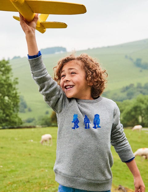 Adventure Toy Sweatshirt - Grey/Daphne Blue Foil Robot Adventure Toy Sweatshirt - Grey/Daphne Blue Foil Robot